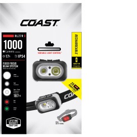 COAST RL27R Headlamp - 1000 Lumens, Tri-Color LED, IP54, Rechargeable