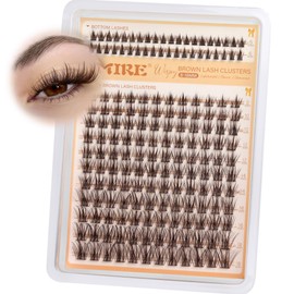 JIMIRE Brown Lash Clusters Volume Eyelash Clusters 10-18MM D Curly Fluffy Cluster Eyelash Extensions with Bottom Lash Clusters 172Pcs Individual Cluster Lashes DIY at Home