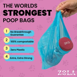 ZOLA ZOLA Super Strong Biodegradable Dog Poop Bags With Handles - Extra Strong, Extra Thick, 100% Compostable Dog Poo Bags for Dogs & Cats - Eco-Friendly Poop Bags Rolls