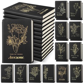 Feifeiya 24 Pcs Employee Appreciation Notebook Gift Bulk A6 Leather Motivational Gifts Inspirational Notebook Thank You Gifts for Coworker Team Teachers Student Office Christmas Supply(Black)