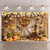 Fall Photo Backdrop Thanksgiving Banner, Autumn Maple Leaves Pumpkin Photography