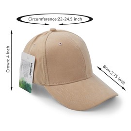 UltraKey Suede Baseball Cap, Unisex Suede Leather Adjustable Plain Hat Baseball Cap Khaki