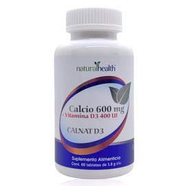 Natural Health. Calnat D3: Calcio 600 mg+Vitamina D3 400 UI 60 tabs