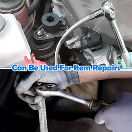 1/4" Universal Extension Bar with Bendable Elastic Joint for Flexible Screwdriver Extension, Ratchet Adapter and Offset Wrench for Compact or Hard-to-Reach Areas