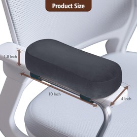 WdFour 2-Pack Non-Slip Armrest Pads for Office & Gaming Chairs - Ergonomic Forearm Support Pillow for Desk, Computer & Wheelchair, Pressure Relief Cushions (Dark Gray)