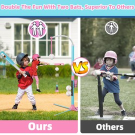 Surelect 3-in-1 T Ball Set for Kids, Adjustable Height Hanging Baseball Batting Tee Set with 2 Bats, Teeball Hitting Stand, Ball Launcher for Toddlers, Sport Toys Outdoor/Indoor for Boys Girls