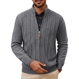 PJ PAUL JONES Cardigan Sweater for Men Zipper Cardigan Sweaters Daily Wear Cardigan Dark Gray, M
