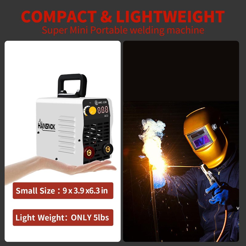 HANSNOK 130Amp ARC-130 Welder, Super MINI Portable Welding Machine, IGBT