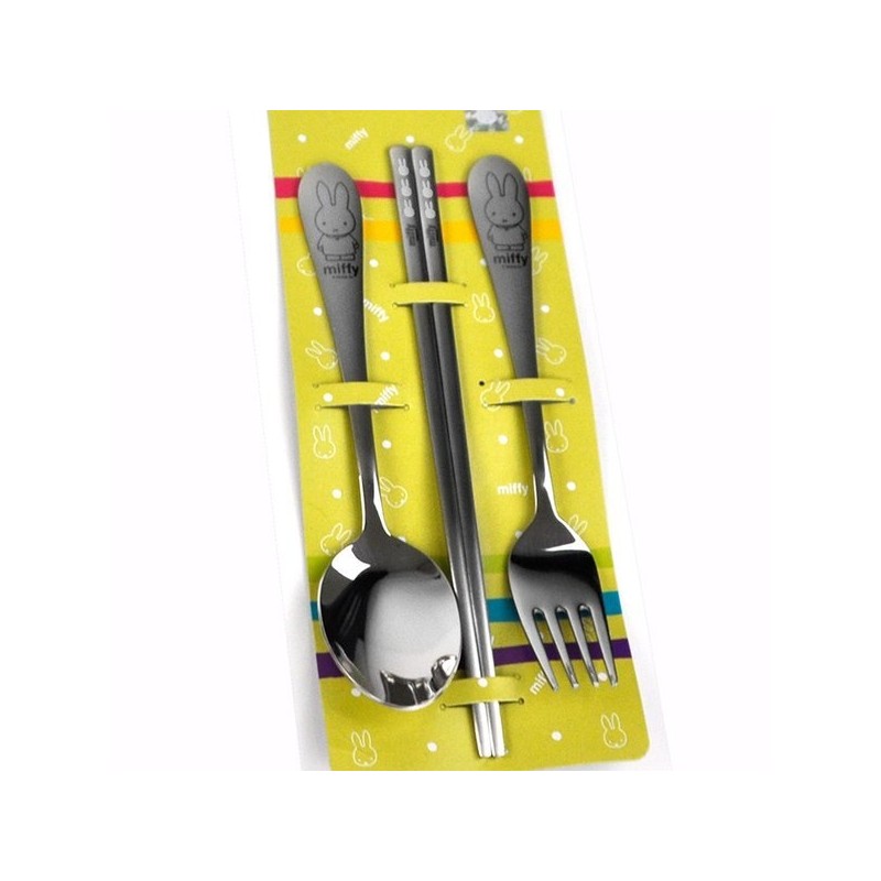 (KitchenU) Miffy Stainless Steel Baby Spoon, Fork, Chopsticks, Daycare/Kindergarten Preparation