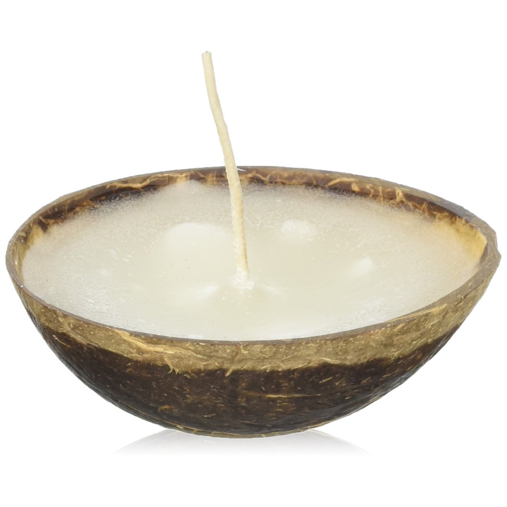 Island Soap & Candle Works Floating Coconut Bowl Candle, Coconut