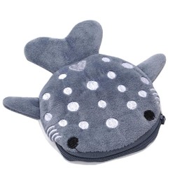 Cute Plush Shark Shape Coin Purse For Women Whale Shape Zipper Wallet Perfect For Change Keys And Earphones, Gray