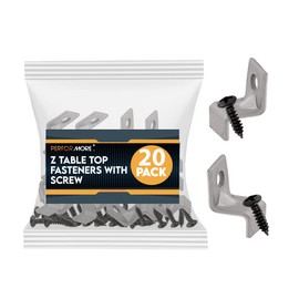 Performore 20 Pack Z Tabletop Fasteners with Black Set of Screws, Heavy Duty Z Table Top Fasteners Solid Steel - 20 Packs (Include 20 Clips and 20 Screws)