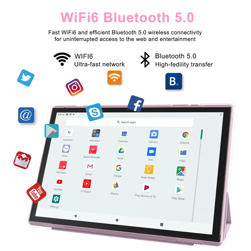10 Inch Tablet Android 14 Tablets With Case Stylus 6GB