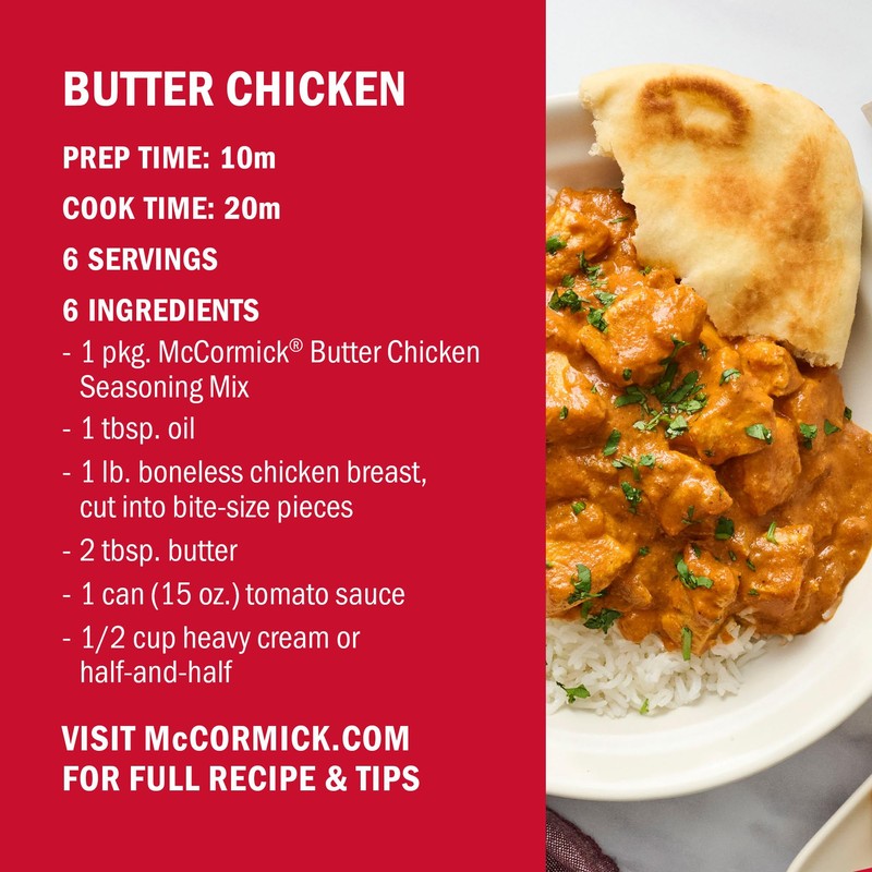 McCormick Seasoning Mix, Butter Chicken, For Aromatic Indian Butter Chicken