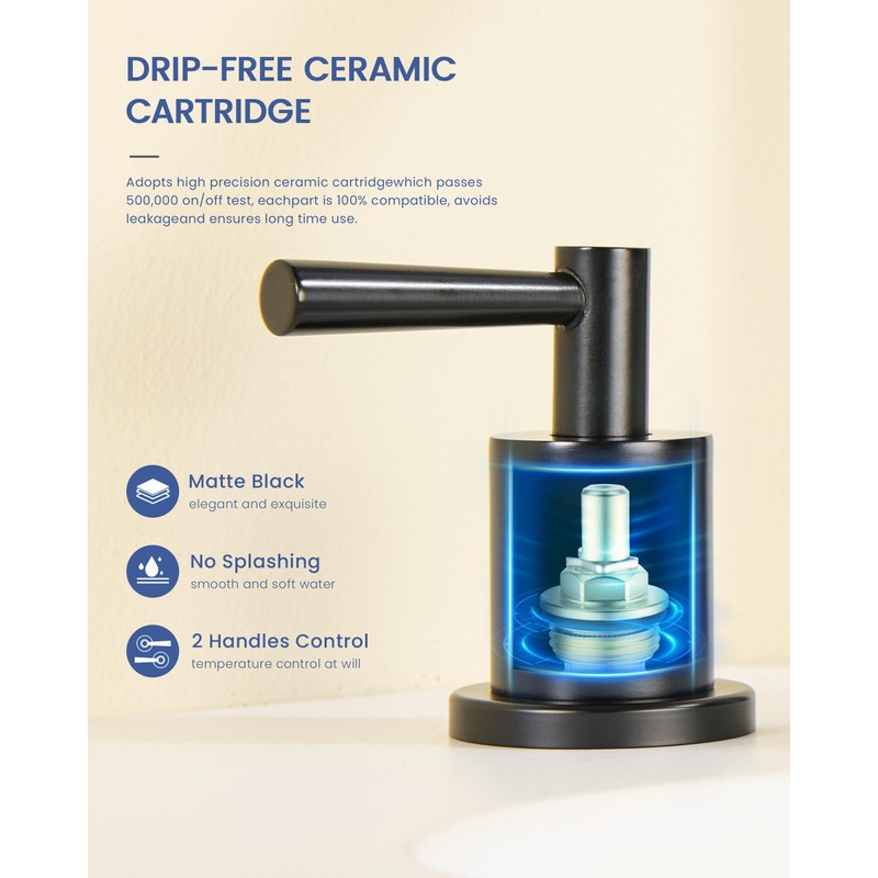 FELIXBATH Bathroom Faucet with Sprayer, Matte Black Bathroom Faucet 3