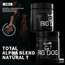 Big Dog Total 3-in-1 Total Alpha Blend Men’s Must-Have, Non-GMO - Natural Energy & Endurance Support, 60 Count (Big Dog Total - 1Pcs)