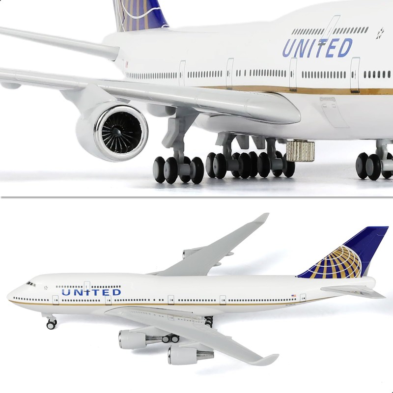 QIYUMOKE 1/240 747 for United Resin Airplane Model with Display
