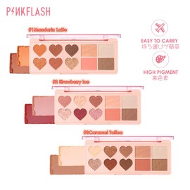 PINKFLASH OhMyLove Multiple Face Palette Eyeshadow Brush Highlighter Contour 4 in 1 (02# Strawberry Ice)