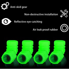 8 Pieces Car Tyre Dust Caps Fluorescent Tyre Valve Caps Fashion Luminous Universal Car Bike Dust Caps for Car Motorcycle SUV and Bicycles Glow in the Dark