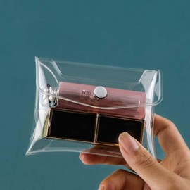 Transparent Mini PVC Makeup Bag Small Clear Plastic Cosmetic Organizer Bag Pouch with Snap Closure Cosmetic Bags for Vacation Travel, Bathroom Organizing
