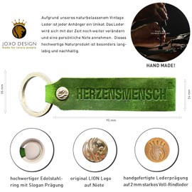 JOKO DESIGN Heart Man Favourite Person Leather Keyring Gift Girlfriend Partner Daughter Gift Idea, Heart Man Vintage Green, Retro