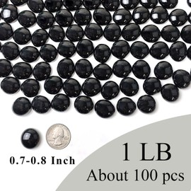 FANTIAN 1lb black Glass Marbles for Vase, 100 pcs Black Flat Glass Beads, Decorative Pebbles for Vase Fillers, Fish Tank, Plants, Flower Pots, Fountains, Crafts, Aquarium Rocks and Home Decor