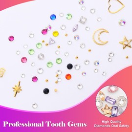 novani 480 Pieces Tooth Gems Jewelry Kit for Teeth, Tooth Diamonds DIY Style 2088 Rhinestones Mixed Sizes Colors and Shapes Gemstones for Teeth (without Glue)