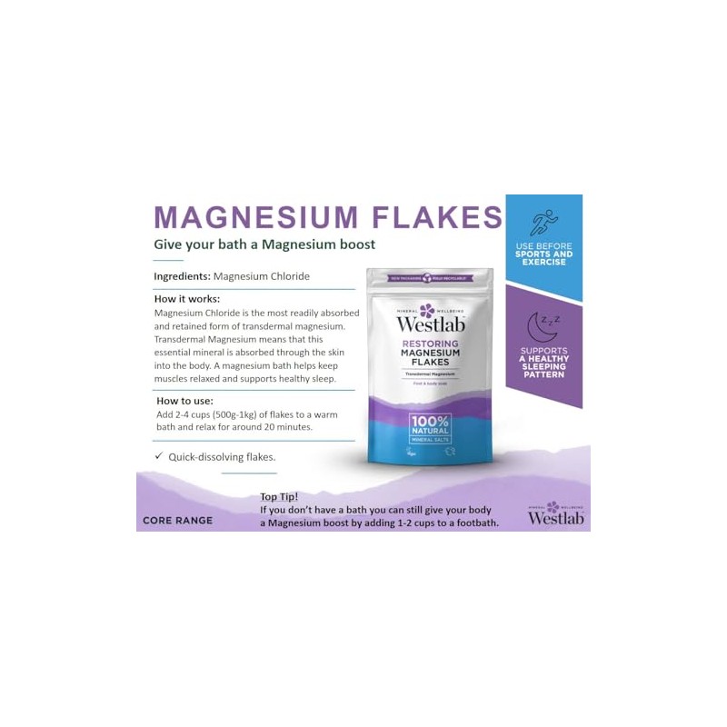 Westlab Westlab Magnesium Flakes 1kg - Supports mind & body