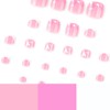 24PCS French Tips Press On Toe Nails Short Square Fake