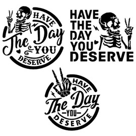 Have The Day You Deserve Decal 3 Pack: Die Cut Vinyl - Have The Day You Deserve Skeleton Peace Sign Decals (Black, Large ~5")