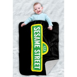 Sesame Street Logo Sherpa Baby Blanket, Warm Soft Cozy, Unisex for Infants Girls & Boys 30"X40"