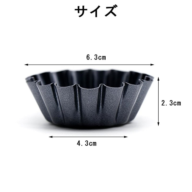ESJNNK Mini Egg Tart Mold 12pcs Carbon Steel Round Reusable