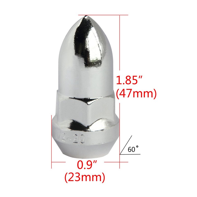 DCVAMOUS 20 PC 1/2"-20 Spike Lug Nuts Chrome Compatible with