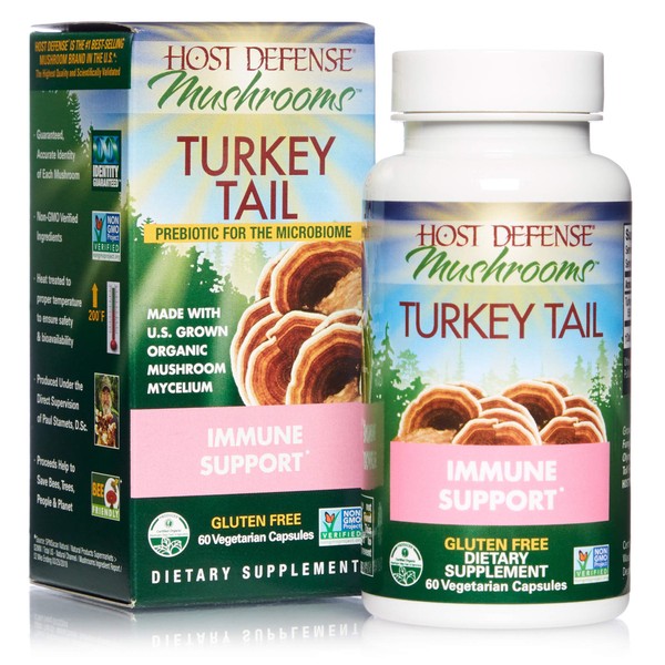 Host Defense, Turkey Tail Capsules, Natural Immune System and Digestive Support, Mushroom Supplement, Unflavored, 60