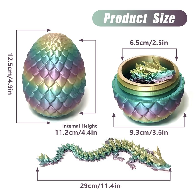 Claofoc 3D Printed Dragon Egg Mysterious Dragon Eggs with Dragon