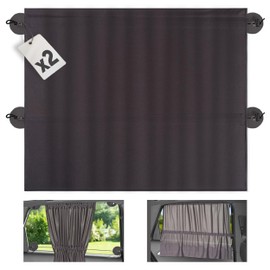 Zamboo 2x Sonnenschutz Auto mit Vorhang-Funktion für einfaches Auf- und Zuziehen - Baby UV-Schutz Hitzeschutz & zum Abdunkeln - XXL 68 x 50 cm - auch für große Seitenscheiben - Dunkelgrau (Doppelpack)