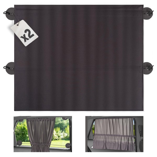 Zamboo 2x Sonnenschutz Auto mit Vorhang-Funktion für einfaches Auf- und