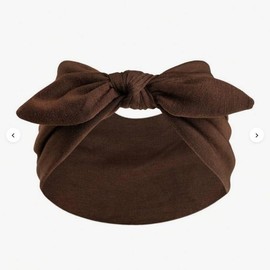 Womens Bow Headband, Elastic Hair Wrap, Wide Knotted Style (Brown, One Size)