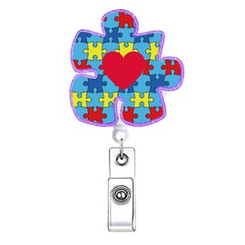 Autism Awareness Badge Reel Holder Retractable for Nurse Funny Nursing Badge Holder with Alligator Clip Healthcare LPN Medical Assistant RN CNA Badge Clip ID Card Accessories