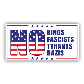 Magnet Sticker No Kings No Fascists Magnetic Liberal Progressive Values, Democrat Feminist Gift, Human Rights US Flag Magnet for Bumper, Refrigerator, Cruise Door, Car, Truck 7.5x3.75in