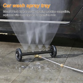 16” Undercarriage Pressure Washer with 3 Extension Wands, 4000 PSI Under Carriage Pressure Washer Attachment, 2-in-1 Underbody Car Wash Water Broom for Cleaning Ground Patio Vehicle Chassis