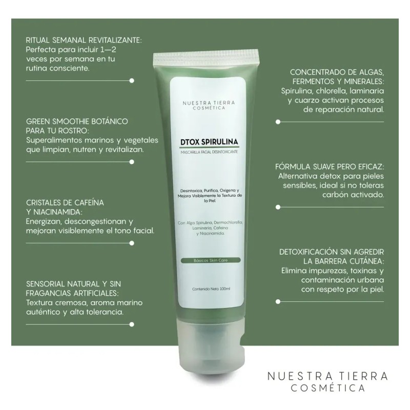 Mascarilla Desintoxicante Spirulina Y Fermento De Algas Tipo de piel