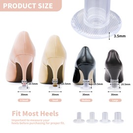 28 Pairs Clear High Heel Protectors for Grass, 4 Sizes High Heel Stoppers, Heel Stoppers for Grass, Outdoor Events