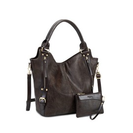 Women Tote Bag Handbags PU Leather Fashion Hobo Shoulder Bags with Adjustable Shoulder Strap (L, Deep coffee)