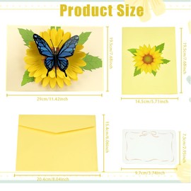 STCRERAG Sunflower and Butterfly Pop up Card 3D Birthday Card Pop Up Flower Greeting Cards Butterfly Birthday Card Pop Up Flower Cards for Graduation Birthday Wedding Anniversary Mother's Day