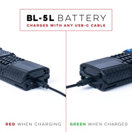 BTECH BL-5L 3800mAh USB-C Charging Li-ion Battery Pack, High Capacity Extended Battery for UV-5X3, BF-F8HP, and BaoFeng UV-5R Series Radios (BL-5 Battery Series)