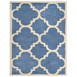 Hand Tufted Wool ECO-Friendly Area Rugs - 5'x8', Rectangle Shape, Blue & Beige, Geometric Modern Design, High Pile Handmade Anti Skid Area Rugs for Living Room, Bed Room (K00231)