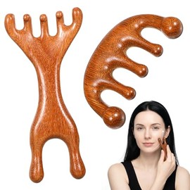 Trinkrittey 2 Pack Wooden Scalp Massager 5-Claw Sandalwood Manual Scalp Gua Sha Brush Head Massage Tool for Relaxation Hair Women Scalps Gua Sha Stres