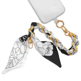 AGEN KGEN Phone Wrist Strap With Silk Bow Ribbon Charm, Detachable Tether Tab, Hands-Free Wristlet Bracelet Lanyard Grip (White Flower)