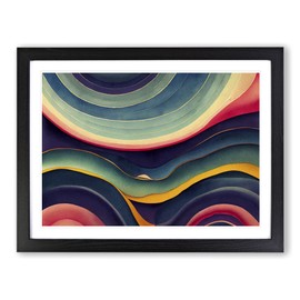 Watercolour Soundwave Art Vol.2 Abstract H1022 Framed Print for Living Room Bedroom Home Office Décor, Wall Art Picture Ready to Hang, Black A4 Frame (34 x 25 cm)